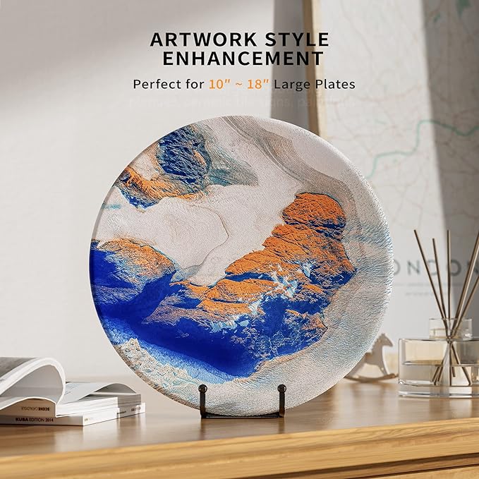IPAME 4 Pack 8 Inch Large Plate Stands for Display - Metal Square Wire Plate Holder Display Stand + Picture Stand for Book, Platter, Plaque, Photo Easel