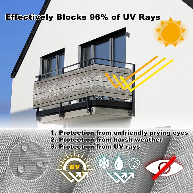 Balcony Privacy Screen 2.5' x 13.1' Durable UV-Resistant Patio Privacy Screen - Image 4