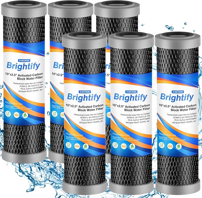 Brightify 10"x2.5" 5 Micron Carbon Water Filter, Whole House Carbon CTO Water by Brightify