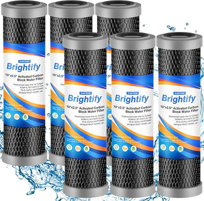 Brightify 10"x2.5" 5 Micron Carbon Water Filter, Whole House Carbon CTO Water by Brightify