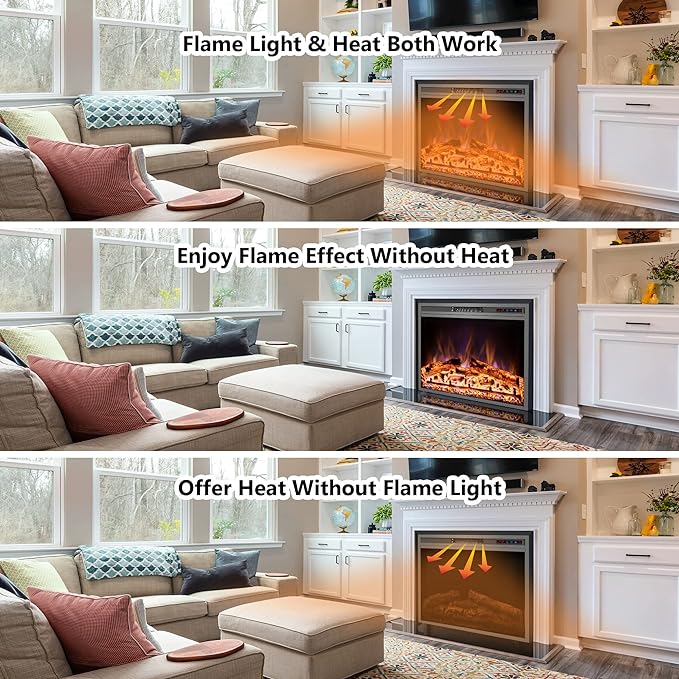 Electric Fireplace, 50" Electric Fireplace Inserts, Recessed Fireplace Heater with Remote Control, Adjustable Flame Colors, Timer&Overheating Protection, 750/1500W