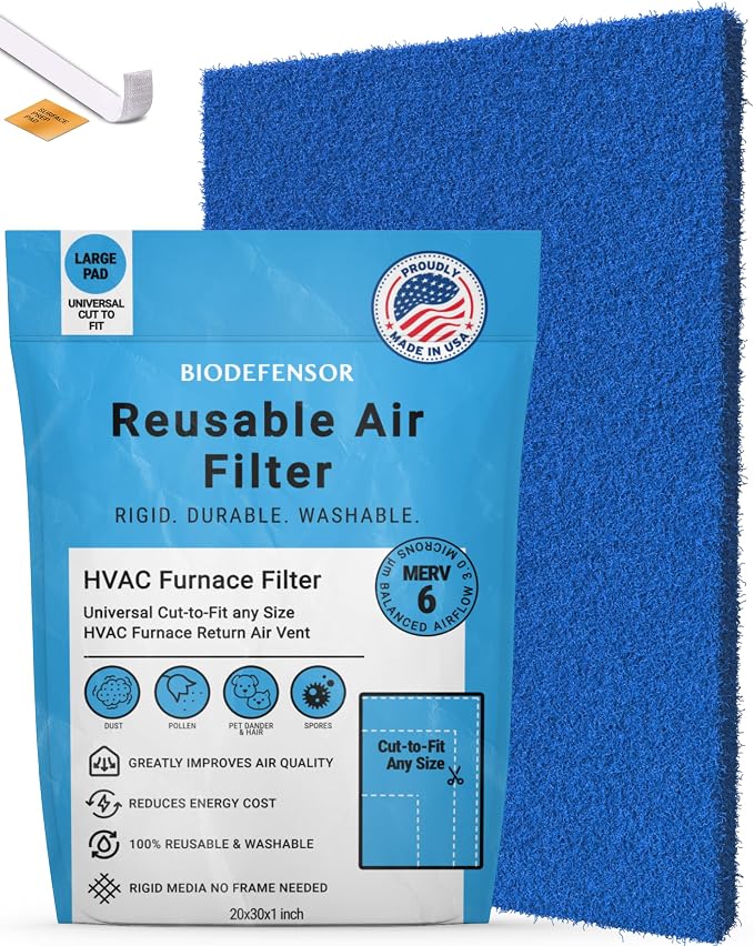 Biodefensor Reusable Air Filter 20x30x1, Made in USA by BIODEFENSOR