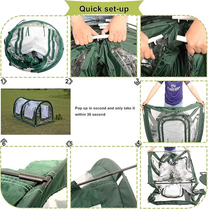 Poray Pop Up Tunnel Greenhouse Tent, Portable 78.8''Long Greenhouse Gardening - Image 5