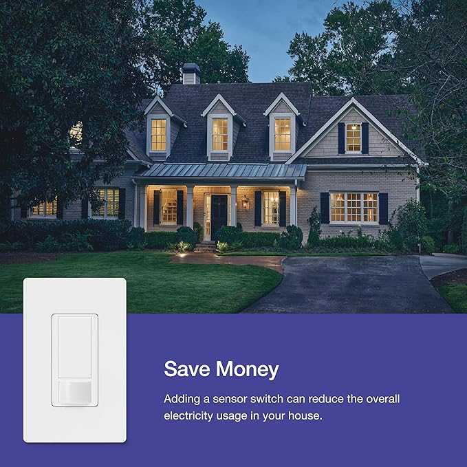 Lutron Maestro Motion Sensor Light Switch for Bathroom, Garage, Laundry Room, Closet, for Any Light Bulbs, Occupancy and Vacancy Sensor, Single-Pole Only, No Neutral Req, MS-OPS2-WH-3, White, 3 Pack