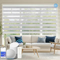 COOLWINDS Motorized Zebra Blinds for Windows Cordless Electric Curtains with Remote Control Blackout Shades Custom Smart Blinds Compatible with Alexa Google Home(95% Blackout Grey,W52 X 72in)