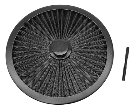 X-AVION Full Flow Round 9''X2'' Air Filter Assembly Kit Black Washable and - Image 3