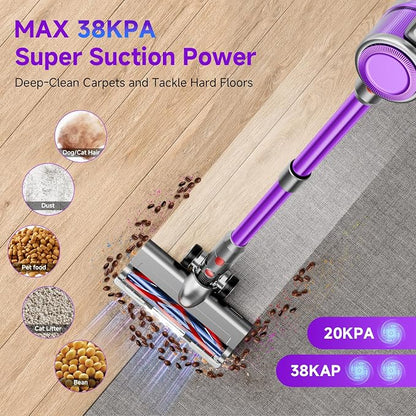Cordless Vacuum Cleaner, 8 in 1 40Kpa 55Mins, Lightweight Vacuum Cleaners - Image 2