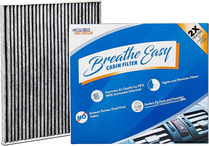 Spearhead Odor Defense Breathe Easy AC & Heater Cabin Filter, Fits Various by SPEARHEAD
