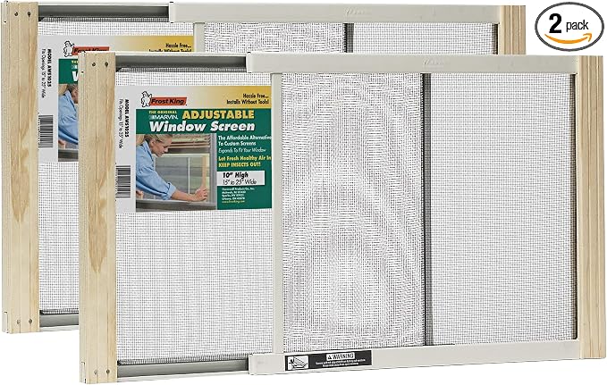 Frost King 2AWS1025 WB Marvin Adjustable Window Screen, 10in High x Fits by Thermwell+Products+Co.%2C+Inc