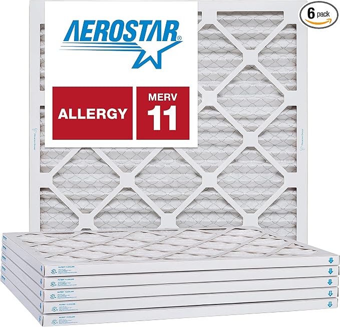 Aerostar 25x25x1 MERV 11 Air Filter, Pleated AC Furnace HVAC Filters, MPR 1500 by AirFiltersDelivered