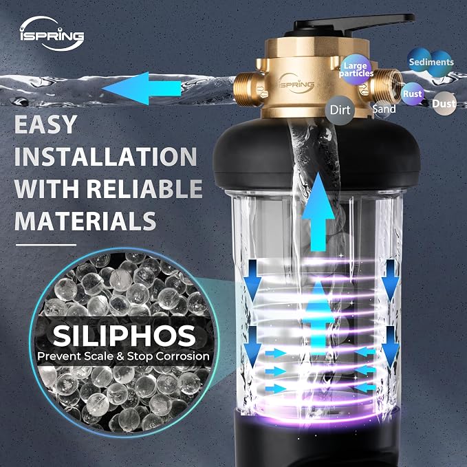 iSpring WSP50SL-ARJ-BP, NSF Certified, Whole House Spin Down Sediment Water - Image 8