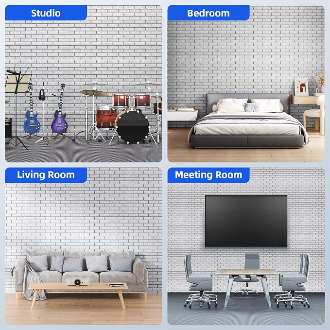 12 Pack Acoustic Panels with Self Adhesive, Soundproof Wall Panels, Brick Sound - Image 5