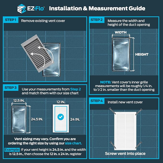EZ-FLO 12 x 24 Inch Return Air Vent Cover - Image 3