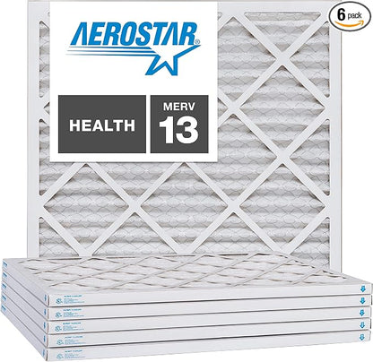 Aerostar 25x25x1 MERV 13, Pleated Air Filter, 24 1/2" x 24 1/2" x 3/4" by AirFiltersDelivered