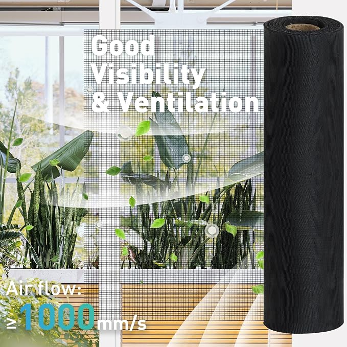 304 Stainless Steel Mesh Window Screen Roll, 47IN x 98.43FT Black Metal Window - Image 4