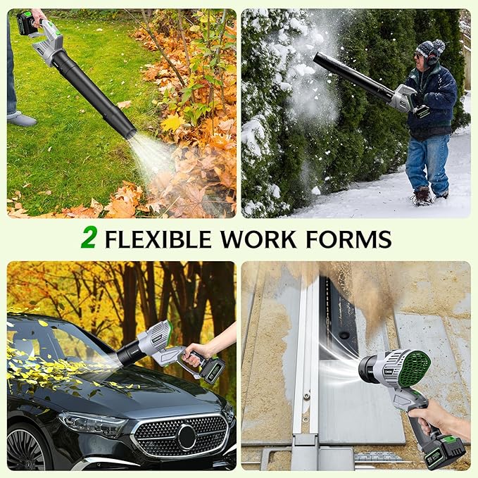 Comchoi Electric Leaf Blower Cordless, 680 CFM 5 Speed Mode, 2 Batteries & Charger, Handheld Leaf Blowers for Lawn Care, Portable Lightweight Grass Blower for Yard, Patio & Outdoor Use