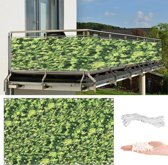 Balcony Privacy Screen 3.9' x 16.4' Durable and UV Resistant Privacy Screen by AYLFBFU