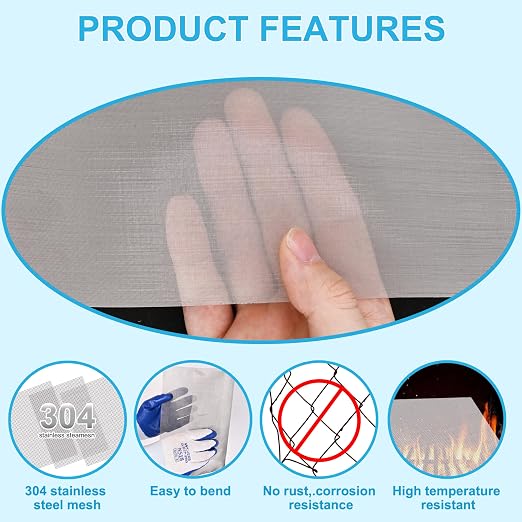 4 Pcs 13x9 40 Mesh 304 Stainless Steel Wire Mesh Sheet, Rustproof Metal Mesh - Image 2