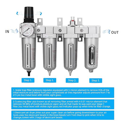 NANPU 1/2" NPT Industrial Grade 4 Stage Air Drying System - Image 4