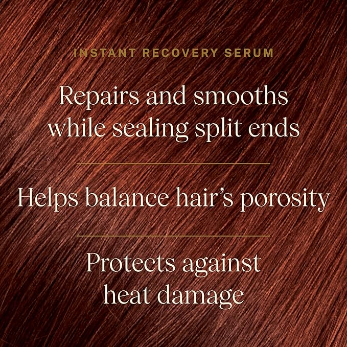 JVN Complete Instant Recovery Hair Serum, 3.4 Fl Oz, Frizz Fighting, Heat Protectant, Hair Smoothing Cream Strengthens & Repairs Damage, Silicone Free