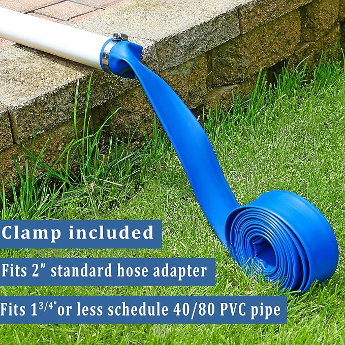 Pool Backwash Hose 2 inch × 100 ft Thicken Blue Water Discharge Pipe Lay Flat - Image 4