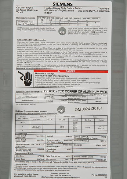 Siemens 30-Amp 3 Pole 600-volt Fused Heavy Duty Safety Switches and iPower 6 - Image 4