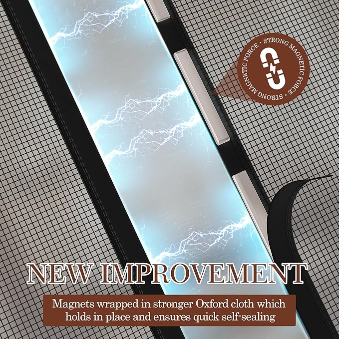 Yotache Magnetic Screen Door Fits Door Size 36 x 84, Screen Size 38" x 85" Reinforced Fiberglass Net Curtain for Walk Through Door Black