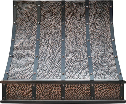 CT Copper Tailor Sloped Copper Vent Hood Wall Mount, 1260 CFM Exhaust Fan by CTCopperTailor