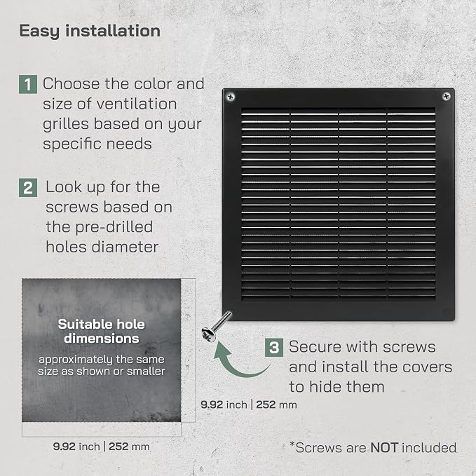Vent Systems 12'' x 12'' Inch Black Soffit Vent Cover - Image 4