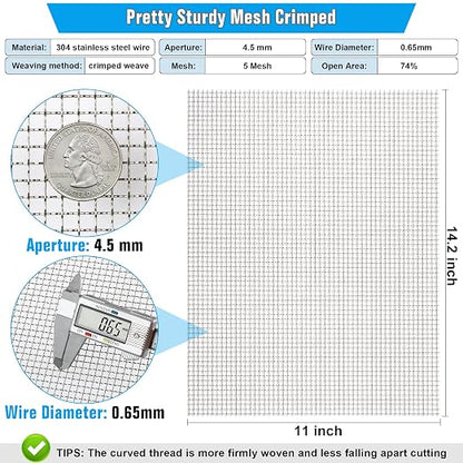 Valchoose Upgraded 2Pack Mesh Screen Crimped 304, 5 Mesh 11 X 14.2 inch - Image 2