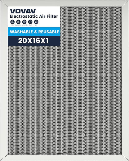 16x20x1 Air Filter-MERV 8, Washable & Reusable Electrostatic Air Filter by VOVAV
