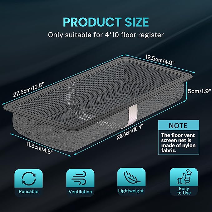 4 Pack Floor Register Cover Trap, HG Power 4 x 10 Inch Floor Vent Screen Net - Image 3