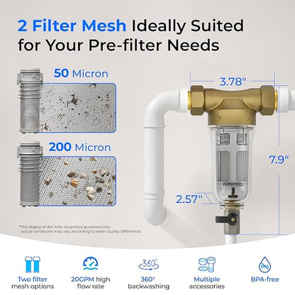 Waterdrop Spin Down Sediment Filter, Backwash Whole House Water Filter System - Image 2