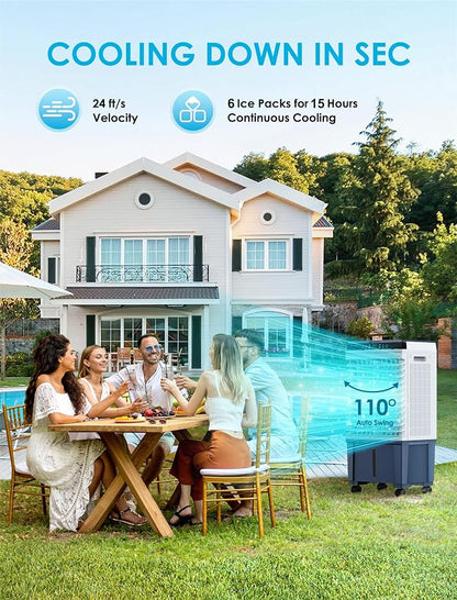 Air Choice Swamp Cooler, 1800 CFM Portable Evaporative Air Cooler, 6 Ice Box & - Image 2