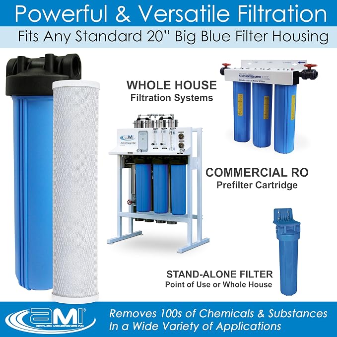 APPLIED MEMBRANES INC. 4.5" x 20" Carbon Water Filter | Whole House or - Image 6