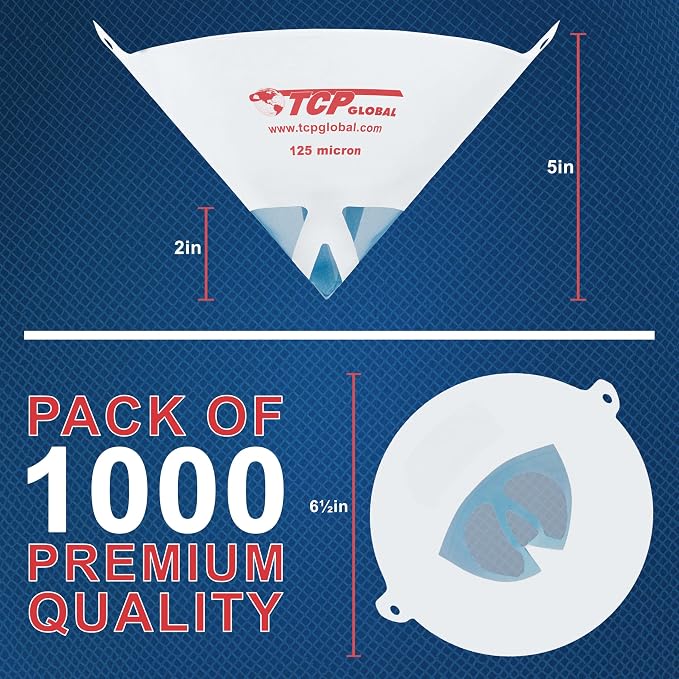 TCP Global - 125 Micron Filter Tips Ultra-Fine Paint Strainer - Pure Blue Nylon - Image 2