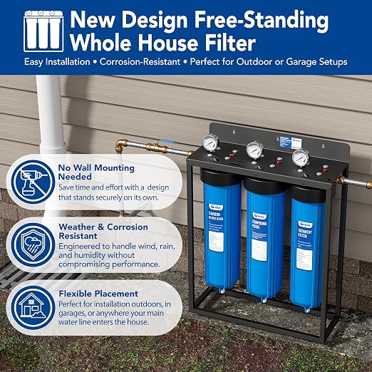 HQUA WF3-02 3-Stage Free-Standing Whole House Water Filtration System, - Image 2