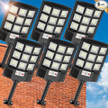 Solar Street Lights Outdoor Waterproof,6500K LED Dusk to Dawn Solar Light,260° Angle Flood light with Motion Sensor and Remote Control for Outdoor,Parking Lot, Courtyards,Parking Garages 6-Pack