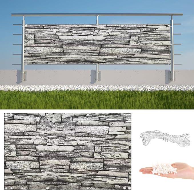 Fence Privacy Screen 2.8' x 16.4' UV-Protection Wind-Resistant Privacy Screen by AYLFBFU