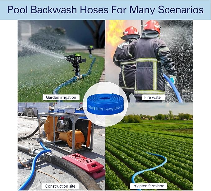 2" x 100FT Pool Backwash Hose, Heavy-Duty Pool Hose, Lay Flat Discharge Hose - Image 6