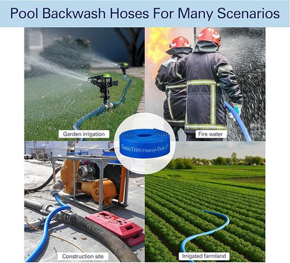 2" x 100FT Pool Backwash Hose, Heavy-Duty Pool Hose, Lay Flat Discharge Hose - Image 6