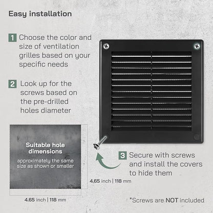 Vent Systems 4.5" x 4.5" Inch Plastic Black Soffit Vent Cover - Image 4