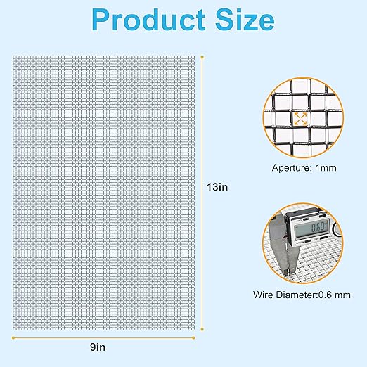 16 Pcs 13x9 20 Mesh 304 Stainless Steel Wire Mesh Sheet, Rustproof Metal Mesh - Image 4
