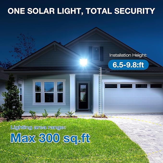 Solar Street Lights Outdoor Waterproof,6500K LED Dusk to Dawn Solar Light,260° Angle Flood light with Motion Sensor and Remote Control for Outdoor,Parking Lot, Courtyards,Parking Garages 6-Pack