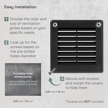 Vent Systems 3" x 3" Black Plastic Soffit Vent Cover - Image 4