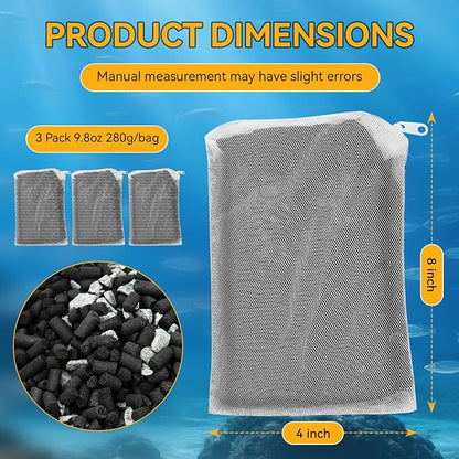 3 Pack 8 Oz Pro-C Mixed Aquarium Canister Filter Media Bag - Image 2