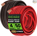 GEARit 4 Gauge Wire (50ft Each - Black/Red Translucent) Copper Clad Aluminum CCA - Primary Automotive Wire Power/Ground, Battery Cable, Car Audio Speaker, RV Trailer, Amp, Electrical 4ga AWG 50 Feet