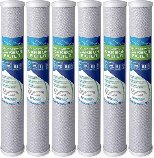 Standard Whole House Coconut Shell Carbon Block 5 Micron Water Filter 20” x by Ronaqua