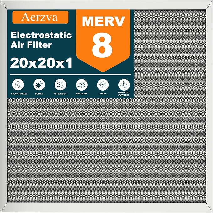 20x20x1 Reusable Air Filter, MERV 8, Permanent Electrostatic Air Filter by Unknown