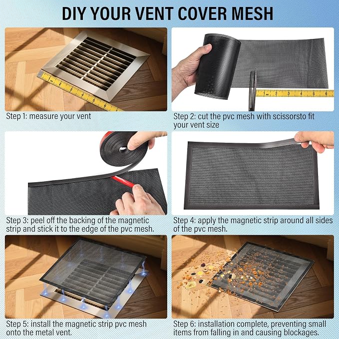 39x4 inch Customizable DIY Floor Vent Covers, Magnetic PVC Vent Mesh - Image 7